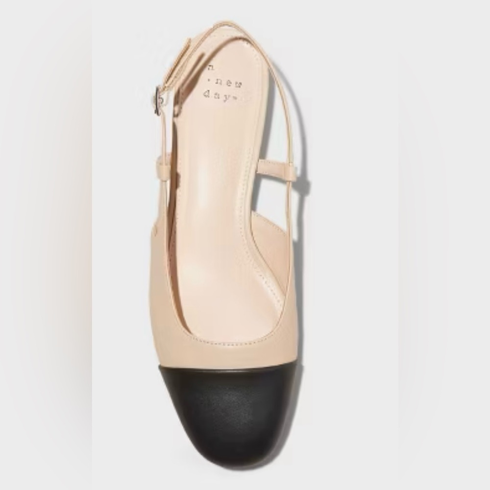 NWOT Black and Cream Slingbacks 9.5 - Picture 3 of 6